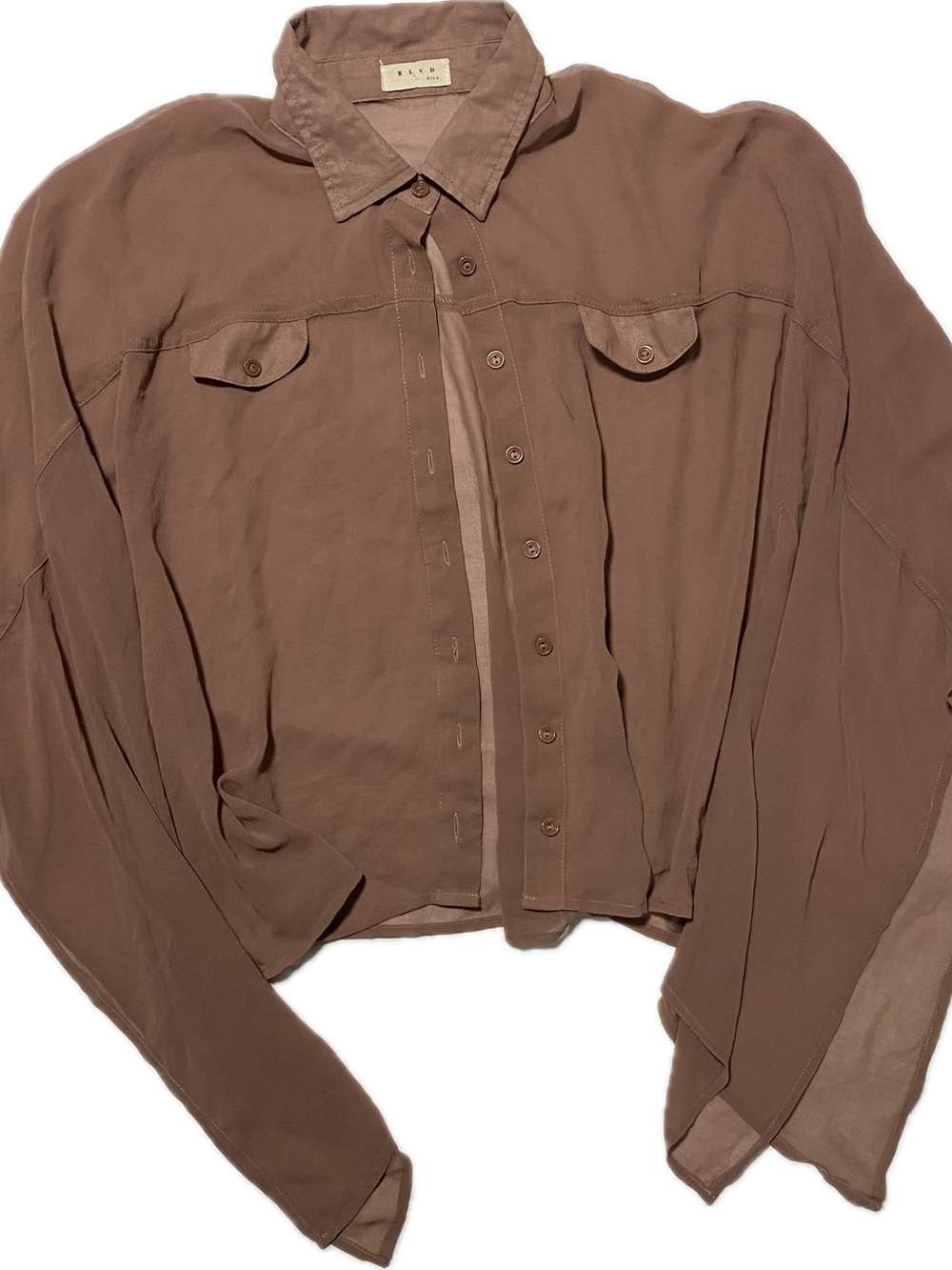 BLVD Button-Down Shirt in Taupe Brown